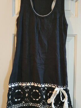 Vintage Victoria's Secret Black & White Tank Dress w/ crochet skirt